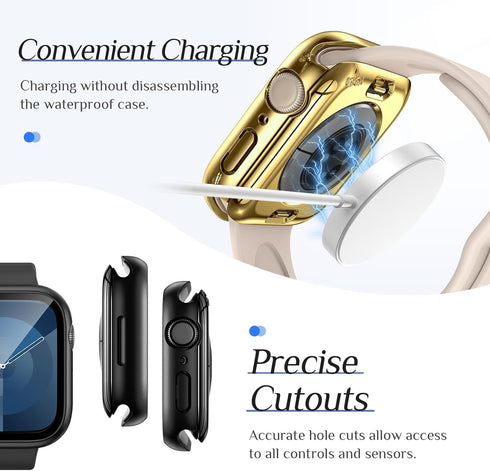 2-Pack Goton Waterproof Apple Watch Case for Series 9 8 7 Screen Protector 41mm, 360 Protective Glass Face Cover + Back Bumper for iWatch Accessor...