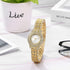 JewelryWe Women Watches Gold-Tone Iced Out Wristwatch Rhinestone Round Analaog Quartz Watch Bling Dress Watch, for Halloween...