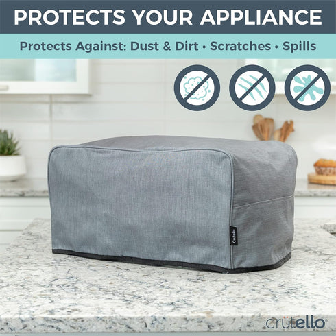 Crutello 6 Slice Toaster Oven Cover with Storage Pockets - Small Appliance Dust Covers, Small Toaster Oven cover, 6 Slice Toaster Cover, Heavy Dut...