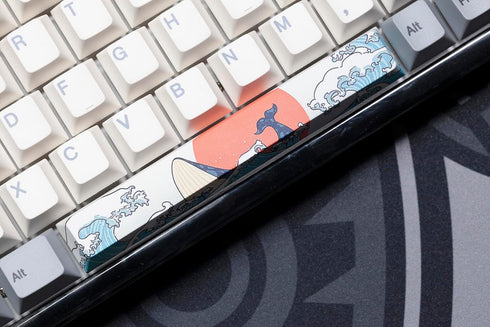 KPREPUBLIC Novelty allover dye subbed Keycaps Japanese Wave Whale and Sun ESC spacebar pbt for Gaming Mechanical Keyboard cherry profile (SunWhale...