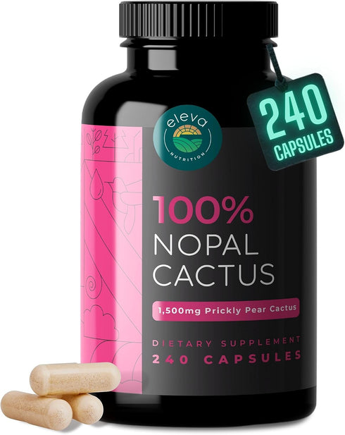 Nopal Cactus Capsules 1500mg — Organic Sun-Dried Prickly Pear Cactus Powder and Black Pepper Extract for Absorption — Natural Prickly Pear Extract...
