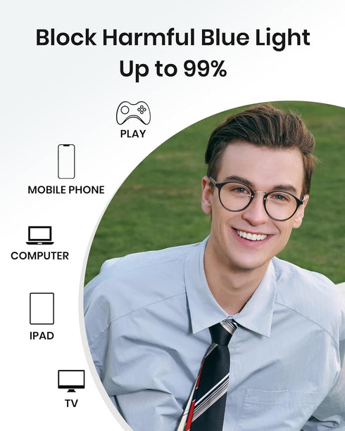 Cyxus Nerd Glasses Round Blue Light Glasses for Women Men Reduce Eye Strain UV Blocking for Computer Screen?8065T01 Black?...