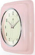 Infinity Instruments Square Silent Retro 9 inch Mid Century Modern Kitchen Diner Retro Wall Clock Quartz Sweep Movement (Pink)...