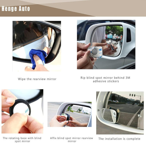 Car Blind Spot Mirror,HD Glass Frameless Convex Rotating Design,Rear View Mirror with wide angle Adjustable,Stick for Van SUV Trucks Universal (Fa...