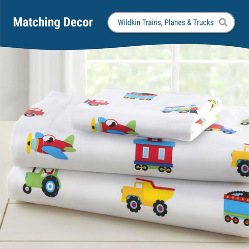Wildkin Kids 100% Microfiber Crib Sheet – Soft, Breathable Fitted Sheet - Trains, Planes, and Trucks...