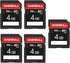 EASTBULL 5-Pack of SD Card 4GB Class 10 SD Card U1 V30 High-Speed 100MB/s Read SDHC Memory Card 5-Pack for Camera, Full HD Video, with 5 Mini Case...