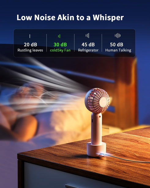 Handheld Fan with ???????????????? Charging Base, 3 Speeds Portable Fan with Digital Display, 2000mAh Battery Operated Hand Held Fan, Handheld/Des...