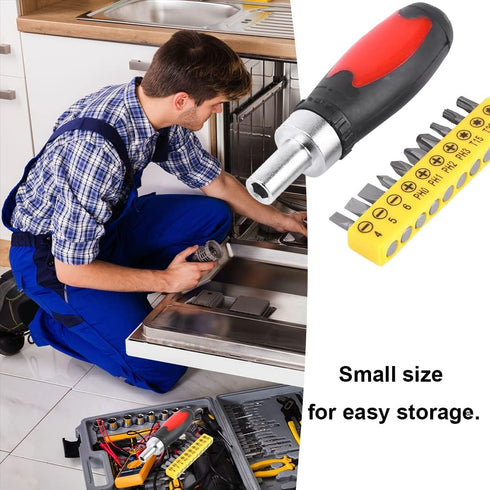 Hex Socket Star Shape Drive Screwdriver Set Manual 1/4" Screwdriver Kit Screw Driver Set with 10 Driver Bits for Fixtures Appliances Computers...