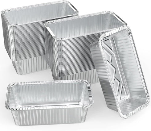 WANBAO 50 Pack Aluminum Pans Mini Loaf Pans Disposable Aluminum Foil 2lb for Baking, Food Storage & Takeout, 8.5" X 4.5" X 2.5"...