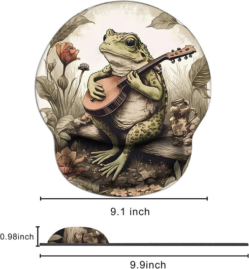 Hippie Frog Mouse Pad Wrist Support, Ergonomic Mouse Pad Frog with Non-Slip Rubber Base, Waterproof Smooth Mousepad with Wrist Rest for Women Gami...