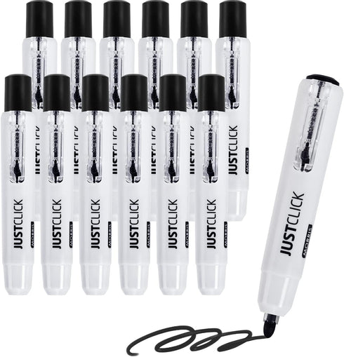 carrotez Retractable Dry Erase Markers, Low Odor White Board Markers, Bullet Tip, Thick Barrel, 12 Count, Black...