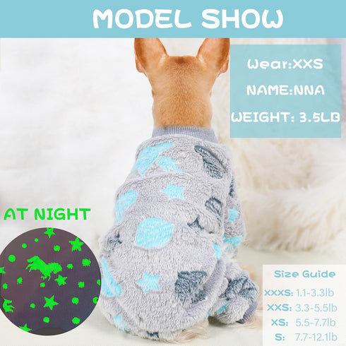 Small Dog Pajamas Dog Pajamas for Small Dogs, Glow in Dark Tie Dye Unicorn Dog Sweater, Super Soft Velvet Material Chihuahua Yorkie Tiny Dog Cloth...