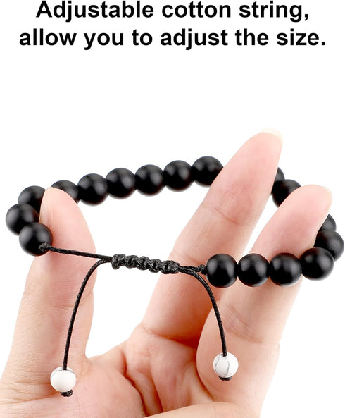 BBTO Howlite Bracelet Black Matte Agate Bracelet Couples Bracelet Distance Bracelet Energy Beads Bracelet for Valentine's Day Present...