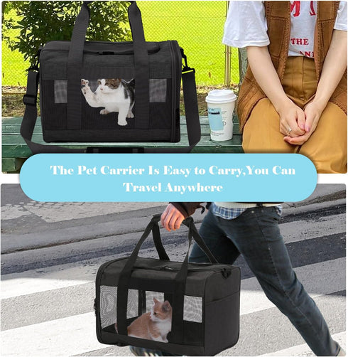 Travel Carrier for Cats Cat Soft-Sided Carriers Ventilated Breathable Foldable Cat Carrier Soft Airline Approved Dog Carrier for Small Medium Dogs...