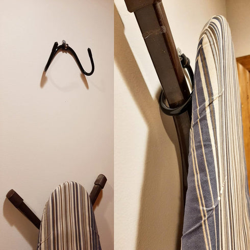 Pmsanzay Ironing Board Hanger Wall Mount Ironing Board Holder Organizer Wall Rack Iron Board Caddy, Adjustable Rack Great for Laundry Rooms Storag...
