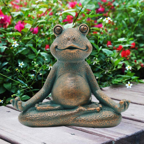 Nacome Meditating Frog Miniature Figurine,Zen Yoga Frog Garden Statue Ornament- Indoor/Outdoor Garden Sculpture for Fairy Garden,Home, Patio,Deck,...