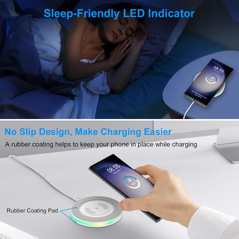 Fast Wireless Charger with Wall Charger Block for iPhone 15/15 Plus/15 Pro Max/14/13/SE 12/11, 15W Cordless Android Phone Charging Pad for Samsung...