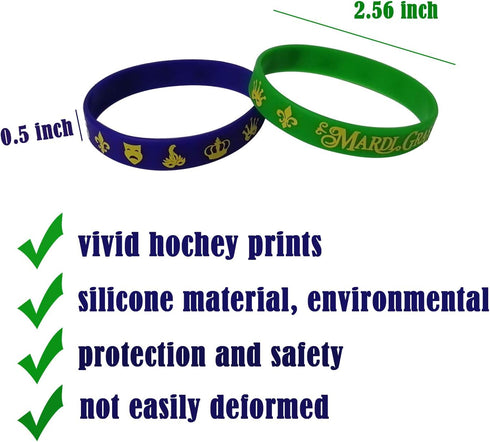 48 Pack Mardi Gras Party Favors Rubber Bracelets - Carnival Birthday Party Supplies Decorations Goodie Bag Stuffers Fillers Silicone Wristbands...
