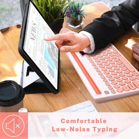 Dual Channel Multi-Device Universal Cute Wireless Bluetooth Keyboard Portable Slim with 20m Connection Distance for Tablet Smart Phone PC Windows ...