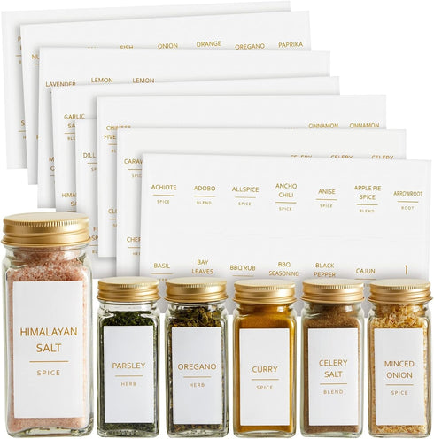 Talented Kitchen 140 Pack of Minimalist Spice Jar Labels, Preprinted, Water Resistant Stickers (Gold Text)...