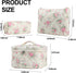 Cute Makeup Bag for Women(3 Pcs), Quilted Floral Coquette Aesthetic Make up Bags, Travel Cosmetic Bags Toiletry Organizer Bag(Pink Flower)...