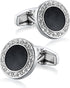Vintage Black Cufflinks Circular Cuff Links for Men Wedding Business Groom Best Man...