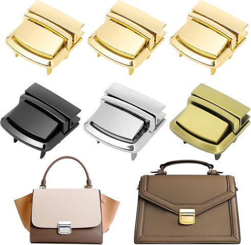 TXIN 6 Pieces Turn Locks Purse Clasp Thumb Lock Purse Buckle Fasteners Purse Hardware for DIY Craft Leather Bag Crochet Handbags Making,4 Colors...