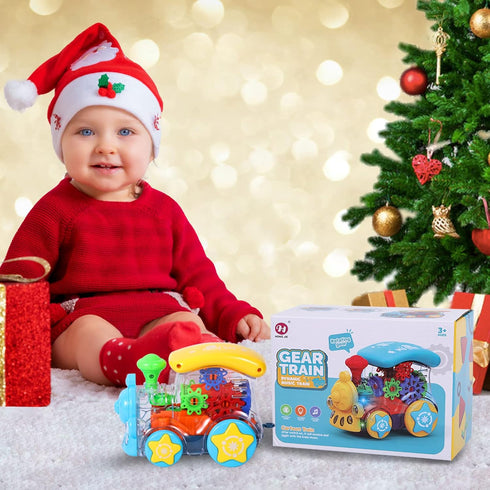 Baby Musical Toys Crawling Train: Tummy Time Interactive Learning Development Crawl Toy with LED Light Up for Boys Girls Automatically Avoid Obsta...