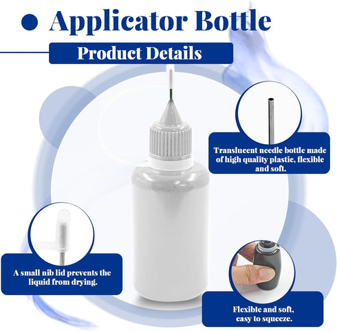Hordion 12Pcs 1 Oz/ 30ml Transparent Precision Tip Applicator Bottle, 10ml Glue Applicator Bottles, Metal Needle Plastic Bottle, DIY Quilling Tool...