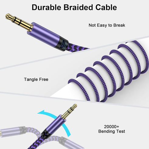 3.5mm Audio Cable,5FT 2Pack Aux Cord 3.5 mm Male to Male Car Stereo Jack Cord TRS Auxiliary Audio Cable Hi-Fi Sound Headphone Braided Cable for Sa...