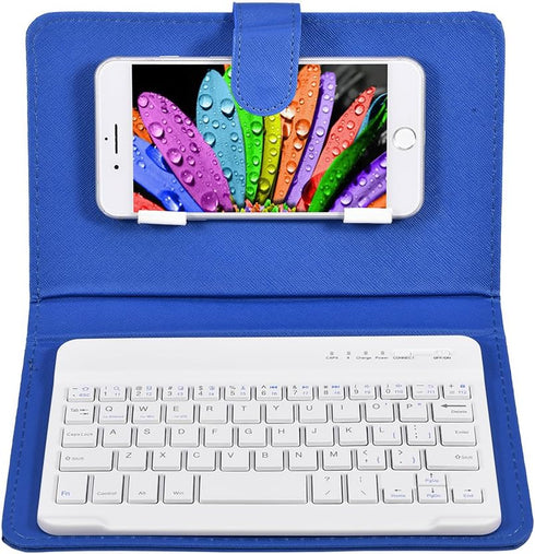 V BESTLIFE V Universal Wireless Bluetooth Keyboard Flip Magnetic Leather Travel Carrying Case Cover with Stand for iOS/for Android Phones(Blue)...