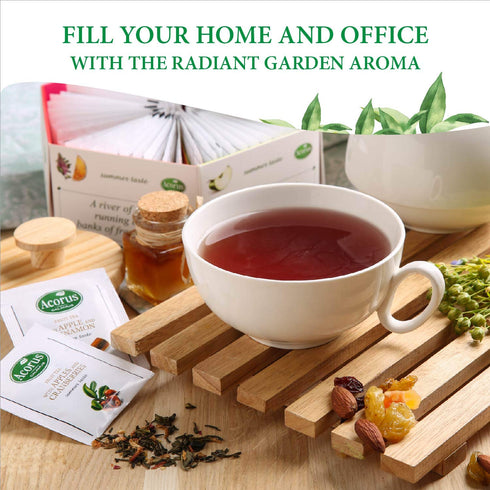 ACORUS Summer Taste Tea Set - Natural Assorted Tea Hamper Box Gift Set, Large Selection Box 60 Teas Bags, 6 Fruit and Berry Flavour Sampler, Perfe...