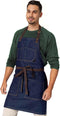 Under NY Sky Chef Apron – Professional Blue Denim – Cotton Straps - Smart Pockets - Adjustable for Men and Women – Pro Chef, Cook, Kitchen, Baker,...