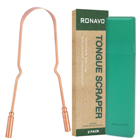 RONAVO Copper Tongue Scraper for Adults, Oral Care & Hygiene Tongue Cleaner for Fresher Breath with Travel Case...