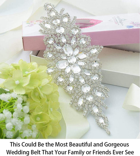 ShiDianYi Elegant Sash/Wedding Applique - Rhinestones Hot Fix or Sew On Belt Sash for Dress...