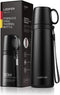 Coffee Travel Mug Vacuum Insulated Thermal Water Bottle Build-in Lid Cup Stainless Steel Leakproof 17Ounce Black Matte Finish...