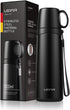 Coffee Travel Mug Vacuum Insulated Thermal Water Bottle Build-in Lid Cup Stainless Steel Leakproof 17Ounce Black Matte Finish...