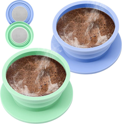 2-Packs Paperless Collapsible Travel Pour Over Coffee Dripper Kit Portable Coffee Filter - Travel Pour Over Coffee Maker Camping - Reusable Coffee...
