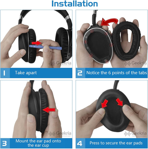Geekria Replacement Ear Pads for Sennheiser PXC 550, PXC 550-II Wireless MB 660 Series Headphones Ear Cushions, Repair Parts with Video Guide (Bla...