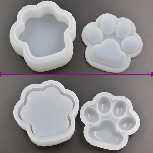 Cat Paw Shape Box Epoxy Mold DIY Resin Casting Cute Cat Paw Container Silicone Mold for Storage Small Stuff, Glossy...