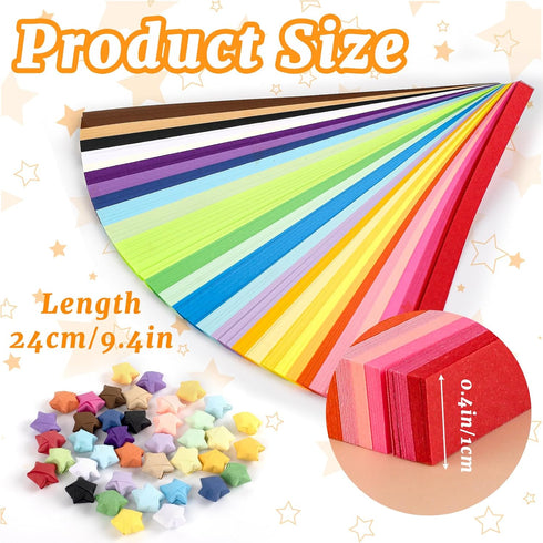 Bouiexye 1080 Sheets Star Paper, 27 Colors Solid Color Paper Star Strips Double Sided Lucky Origami Star Paper Strips for Hand Art Crafts Stress R...