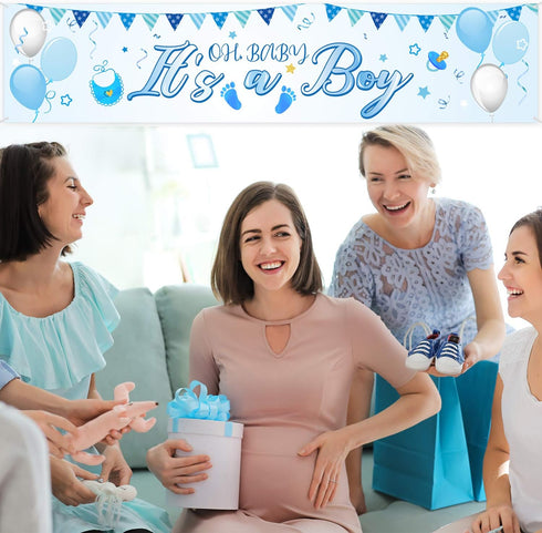 It's a Boy Banner for Baby Shower, Large Blue Baby Shower Decorations Fabric Sign Backdrop Background Birthday Party Decoration Supplies Yard Sign...