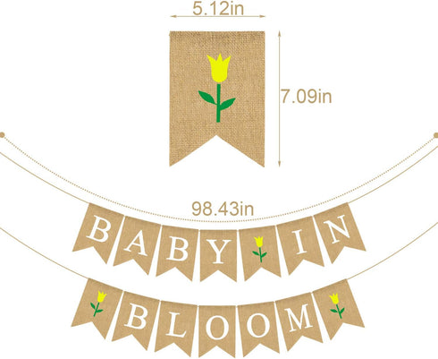 Jute Burlap Baby In Bloom Banner with Flower Spring Theme Boy Girl Baby Shower Garland Decoration...