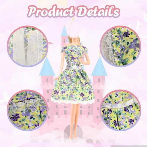 25 PCS Doll Clothes for 11.5 inch Girl Doll Including 3 Flower Dress 2 Seqien Dress 3 Casual Wear 2 Fashion Dress 2 Swimwear 10 Pair of Shoes Birt...