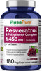 NusaPure Resveratrol & Polyphenol Complex 1450mg 180 Vegetarian Caps (Non-GMO, Vegan) Vitamin C...