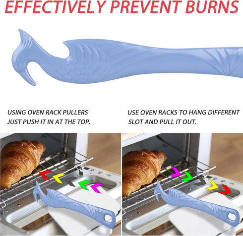 Oven Rack Push Pull Tool 2-Pack oven rack puller push pull stick tool(11 Inch), oven rack pullers with longer handle suitable for oven, toaster ov...