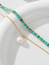 2Pcs Beaded Gemstone Layered Necklace for Women Colorful Boho Bead Choker Necklace Natural Stone Freshwater Pearl Surfer Beach Necklace 14K Gold P...