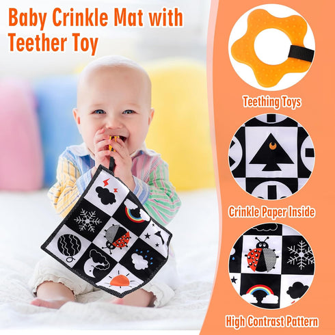 High Contrast Baby Toys for Newborn, Infant Black and White Baby Toys 0-6 6-12 Months, Tummy Time Toys, Soft Crinkle Baby Books Toys for Newborn B...