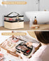 Cosmetic Bags for Women Clear Leather Double Layer Makeup Bag - Large Travel Skincare Bag For Travel Organizer Toiletry Bag - Beige...