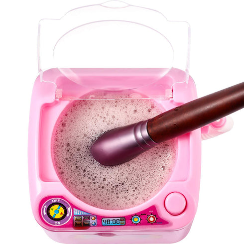 Mini Toy Washing Machine Makeup Brush Cleaner Plastic Electric Automatic Washing Machine Sponge Cleaning Toy for Girls Ladies...